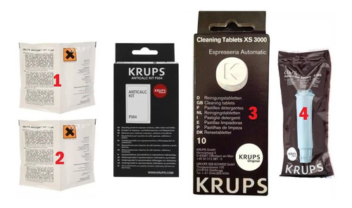 Set Para Cafetera Krups Con Pastillas Limpiadoras, Filtro Claris F088 Y Descalcificador 4 Piezas Envio Gratis