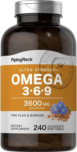 Piping Rock Triple Omega 3 6 Y 9 3600 Mg Con 240 Capsulas Sabor Berry