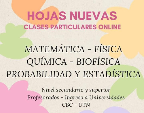 Clases De Química, Física, Matemática, Estadística