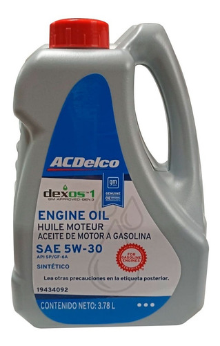 Aceite Acdelco 3.78l Sae 5w30 Sn Sintetico Dexos Gen3