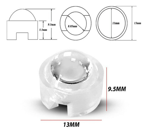 Lente Colimador 90º Para Led Pastilla De 1w 3w Y 5w X10unid