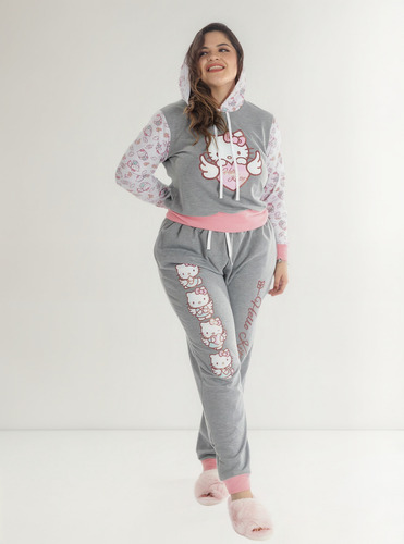 Pijama Hello Kitty Mujer Sudadera Y Pants Estampado Glitter