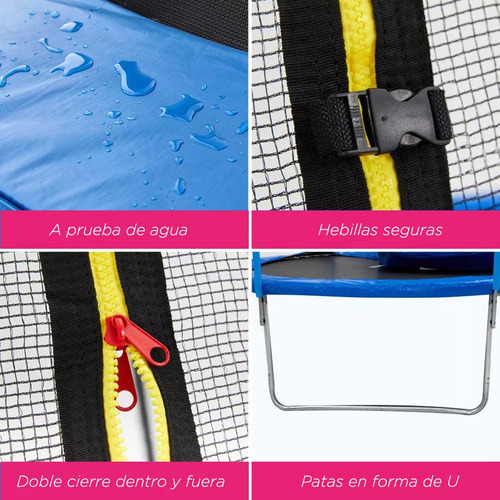 Brincolin Trampolín Infantil 8 Ft 2.40 Mts Diámetro tumbling Homex Azul con cama elástica para niños.