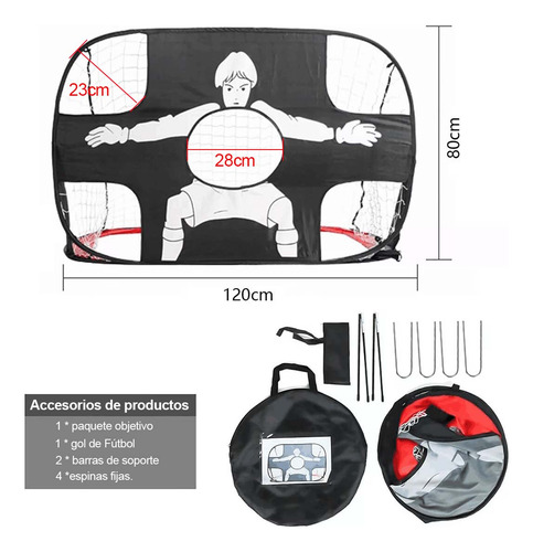 2 Juego De Porterías De Fútbol Portátil Para Niños 120*80cm