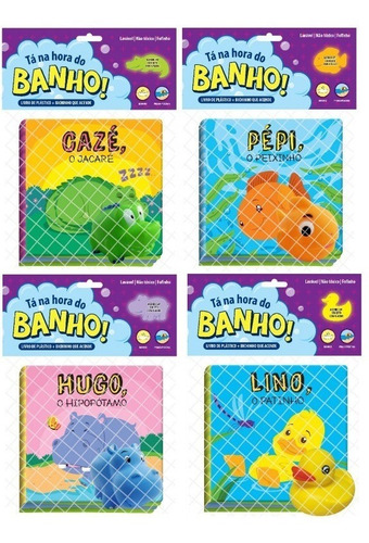 Livro Sensorial Bebê Ta Na Hora Do Banho Kit Com 04 Volumes