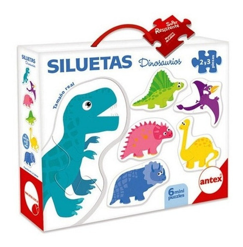 6 Mini Puzzles Siluetas Dinosaurios Antex 3028