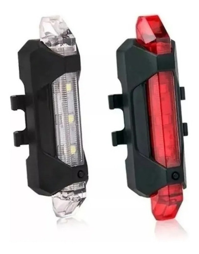 Imagen 2 de 8 de Luz Bici Auxiliar Inalámbrica Usb X 2 Blanco Y Rojo