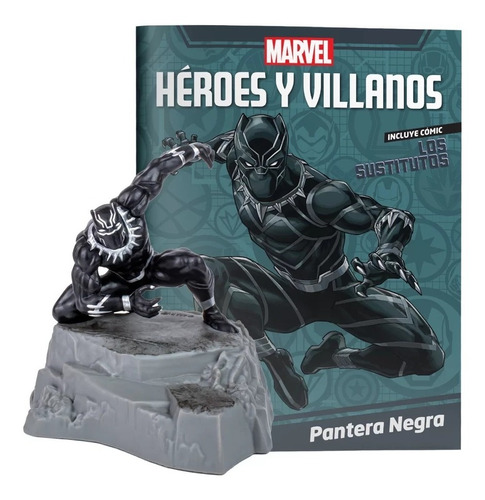Marvel - Heroes Y Villanos - Pantera Negra - Comic + Figura