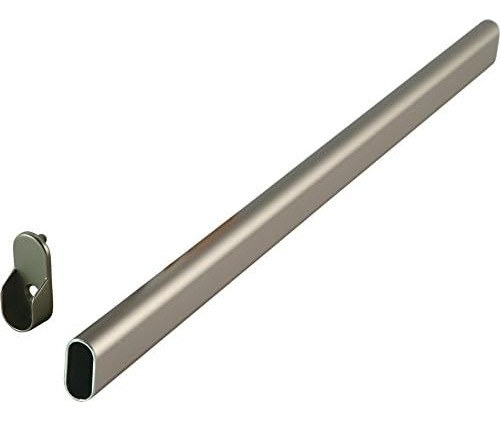 Oval Closet Rod With End Supports - 24in, Satin Nickel