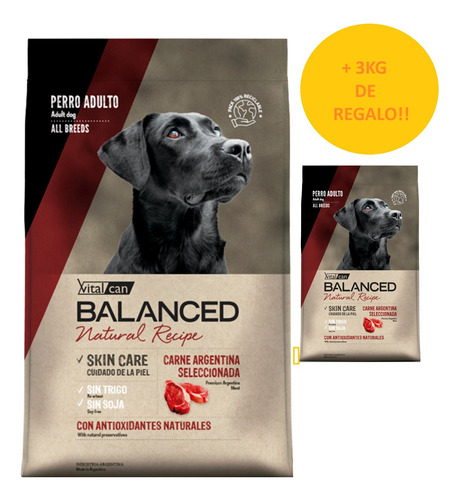 Vitalcan Balanced Natural Perro Adulto Carne 15k + Regalo