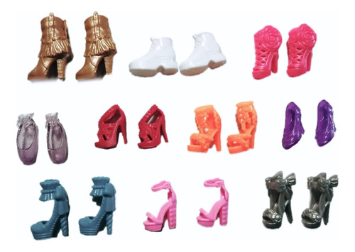 Set De 10 Zapatos Para Muñecas Barbie, Surtido De Colores