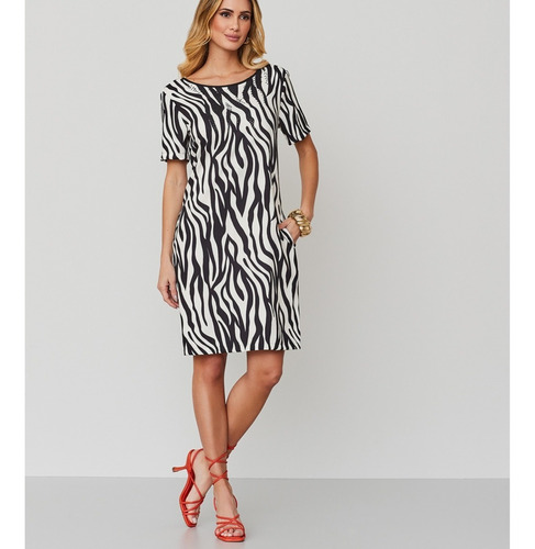 Vestido Feminino Realist 232258 Estampa Bicho Zebra 46