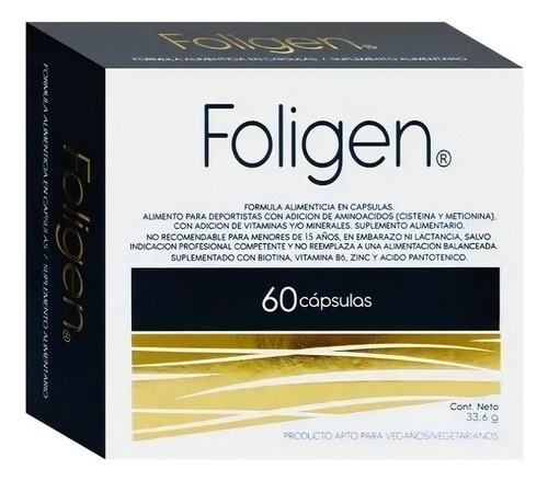 Caja Foligen 60 Cápsulas Marca Max Sin sabor 