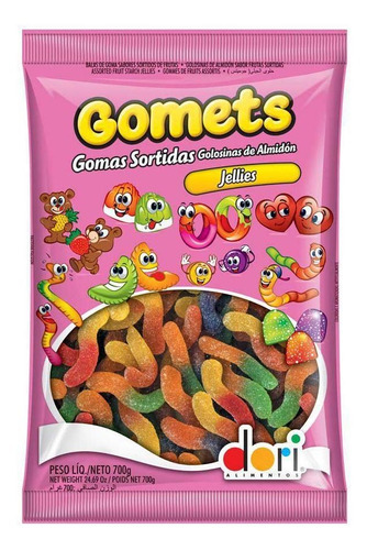 Goma Gomets Jellies Minhoca De Frutas 700g Dori