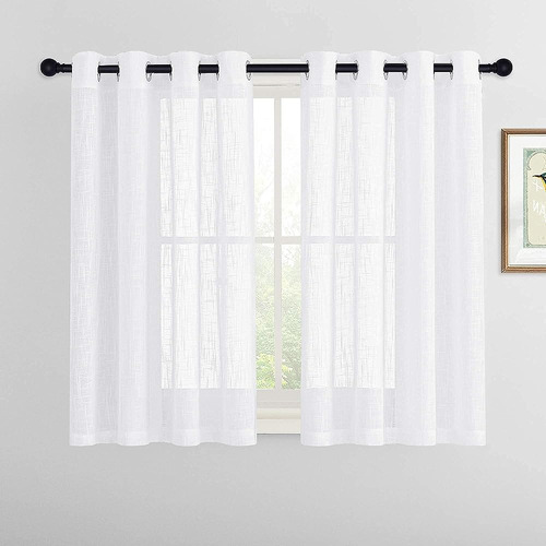 Ryb Home Cortinas Cortas Transparentes - Lino Texturizado Co