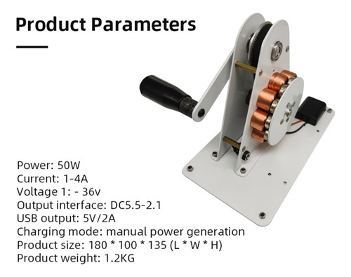 Generador De Manivela Manual De 50w, Carga De Teléfono