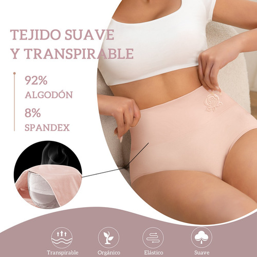 Calzoncillos De Algodón Para Mujer Calzones Cintura Alta 4pz