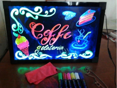 Pizarra Led Cartel Rgb 60 X 80 C/ Marcador 8colores C/env.