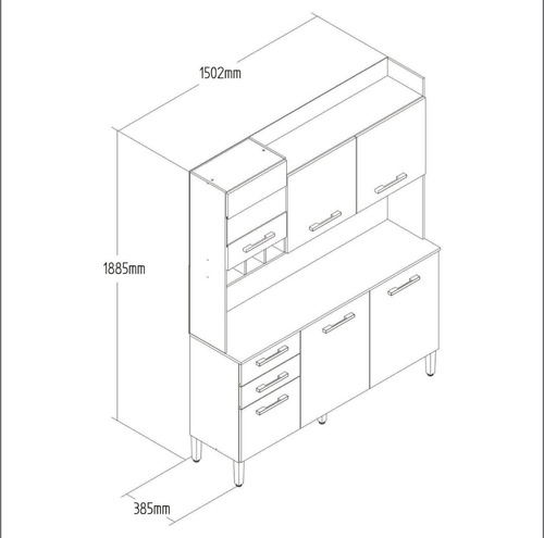 Imagen 7 de 10 de Mueble De Cocina Kit Completo 6 Puertas 2 Cajon Amoblamiento