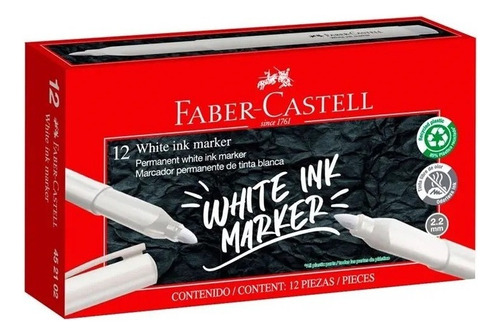 10 Marcador Permanente Blanco Faber Castell Vidrio, Metal