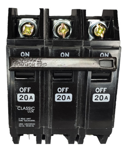 Breaker 3x20 Amp Classic Lux Thqc Superficial