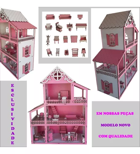 Casa Boneca Barbie Mobiliada (29 Móveis)