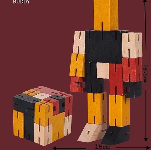 Robot Cubo De Rubik De Madera Didactico