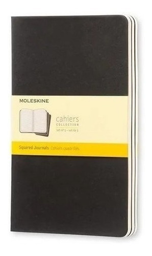 Caderneta Moleskine Cahier, Preto Com 3 Uni, Quadriculado G