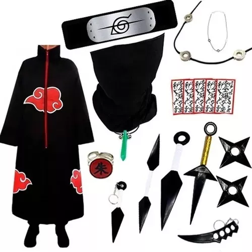 Colar Itachi Uchiha + Anel Akatsuki Itachi Regulável