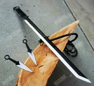 Espada Recta Ninjato De 70 Cm De 1 Filo Y 2 Dagas