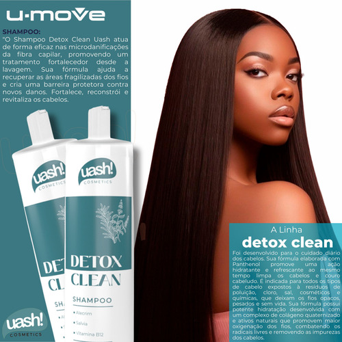Shampoo Uash Detox Clean 900ml - Vitamina B12 E Alecrim