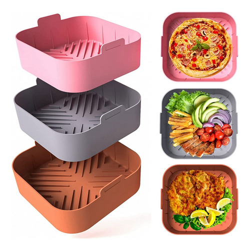 Forros Cuadrados De Silicona Para Freidora Air Fryer, 3 Unid