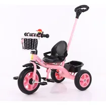 Comprar Rosa Triciclo Bebe Niños Con Cajuela Y Barra Empuje Y Pedal