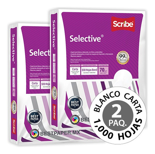 Papel Selective Bond Blanco Carta - 2 Paquetes (1,000 Hojas)