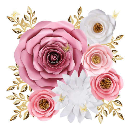 Decoraciones De Flores De Papel Pared, Grandes Rosas Ro...