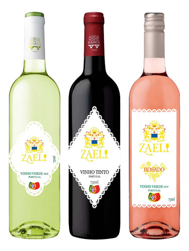 Kit Vinho Português Zaeli Tinto + Branco + Rosé 750ml