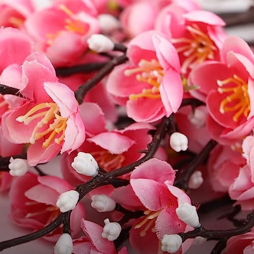 Lgege Juego De 6 Flores Artificiales De Ciruelo Rosa, Ramo D