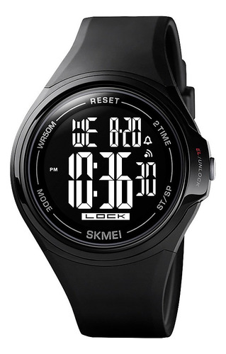 Reloj Hombre Skmei 1602 Digital Alarma Fecha Cronometro Malla Negro Fondo Negro