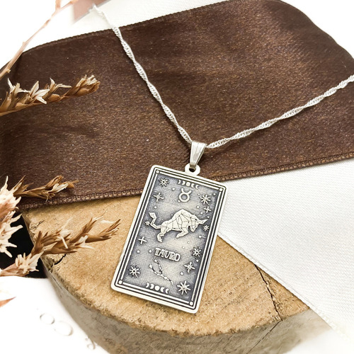 Cadena Y Dije Signo Horóscopo Zodiaco Constelación Plata 925 Tauro 50 Cm