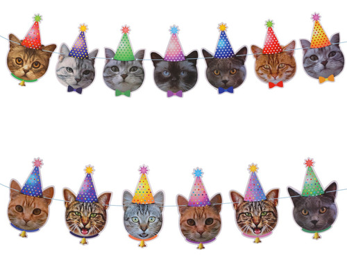 Banner De Cumpleaños Con Diseño De Gato, Diseño De Gatito