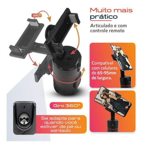 Gimbal Com Auto Face Tracking Para Smartphone E Tripé 360°