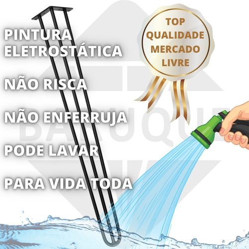 Imagem 2 de 8 de Kit 4 Pés De Ferro Para Mesa Industrial Hairpin Legs 70cm