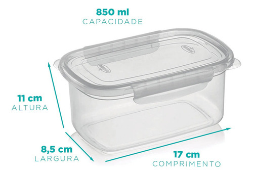 Kit 10 Potes Alto Com Travas 850ml Microondas Freezer Nitron