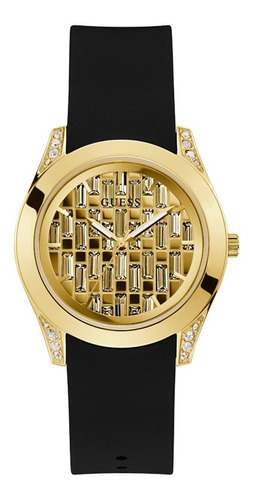 Reloj Para Mujer Guess Dorado Relojes Dama Pareja Resistente Color De La Correa Negro