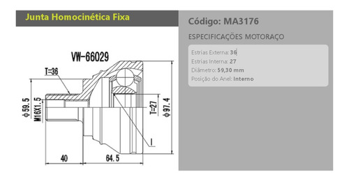 Ponteira Homocinetica - 052292 Volkswagen Passat Motoraco