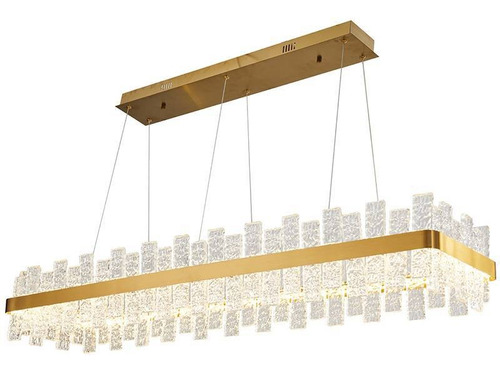 Lustre Pendente Dourado Retangular Esplendor