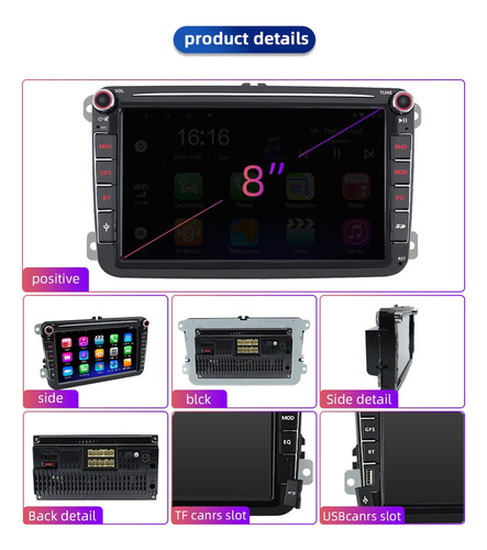 Auto Estéreo Pantalla Carplay Con Gps Bt 9 Pulgadas Para Vw