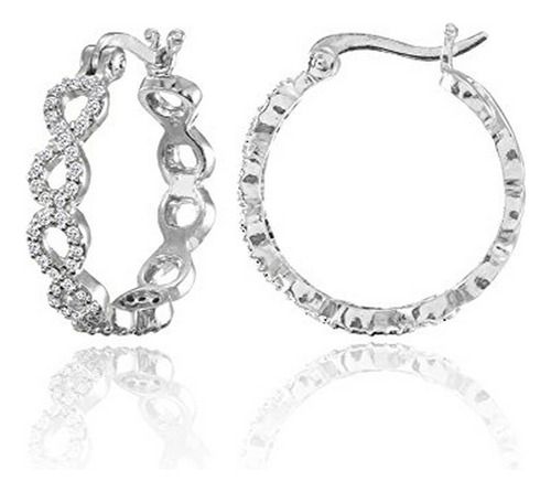 Plata De Ley Pendientes De Aro Infinity Cubic Zirconio.