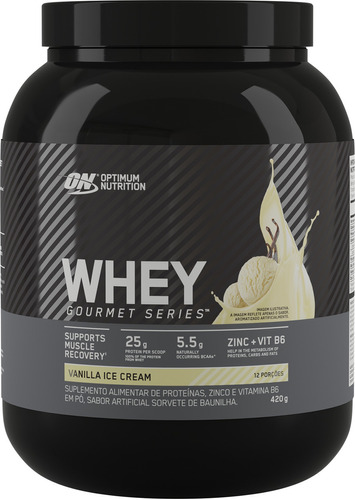 On Gourmet 100% Whey Protein 420g - Optimum Nutrition Sabor Baunilha