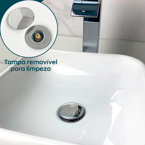 Sifao Flexível Cromado E Valvula Abs 7/8 Ralo Pia Banheiro
